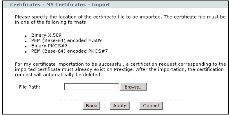 ZYXEL P-660HN - My Certificate Import - 4