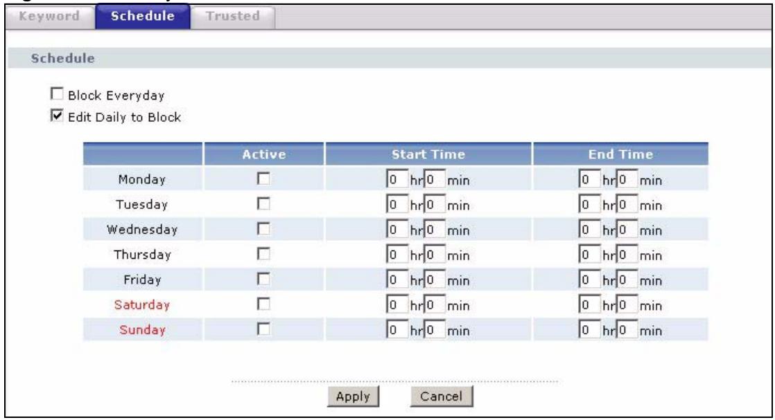 ZYXEL P-660HN - The Schedule Screen - 1