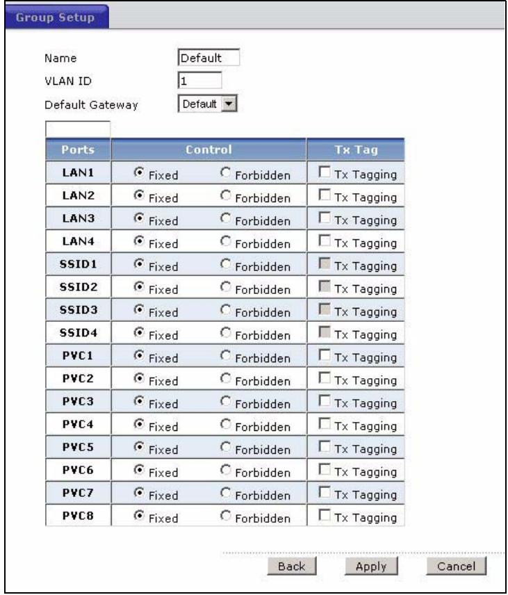 ZYXEL P-660HN - Editing 802.1Q/1P Group Setting - 1