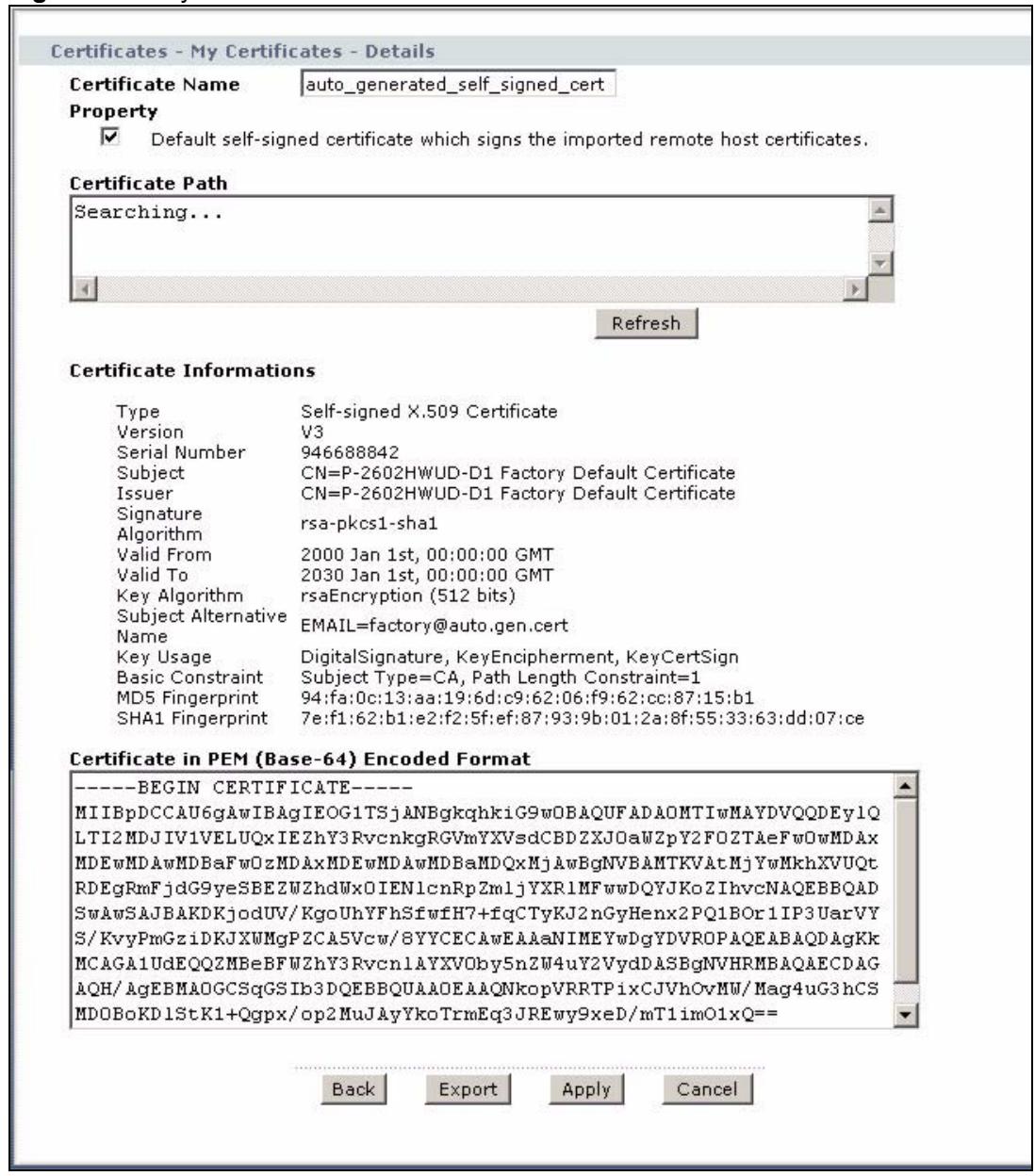 ZYXEL P-660HN - My Certificate Details - 1