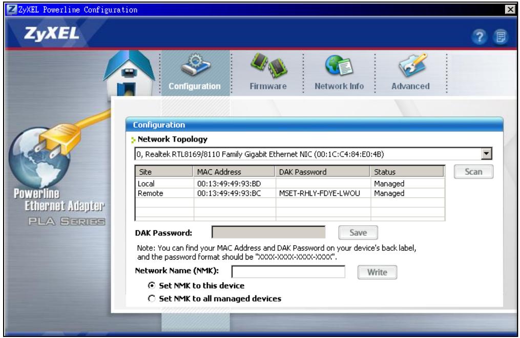 ZYXEL PLA-407 - Configuration Screen - 1