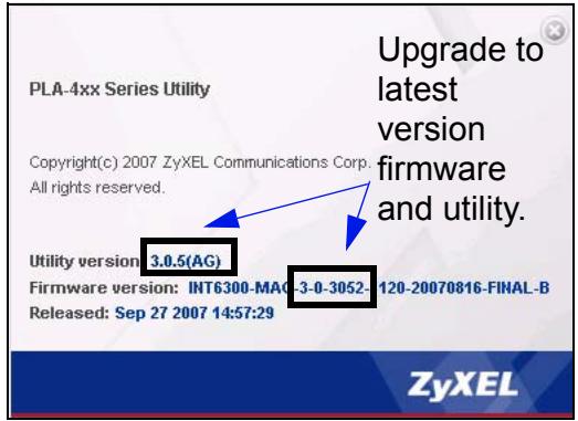 ZYXEL PLA-470 V2 - About Screen - 1