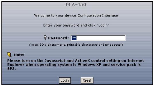 ZYXEL PLA450 - Ouvrez une session dans le configurateur web - 1