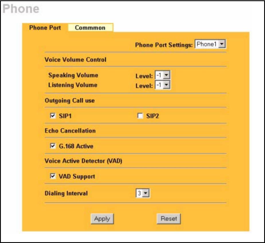 ZYXEL PRESTIGE 2002 - Phone Port Configuration - 1