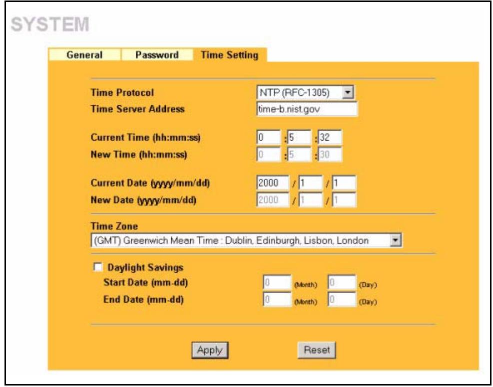 ZYXEL PRESTIGE 2002 - Configuring Time Setting - 1