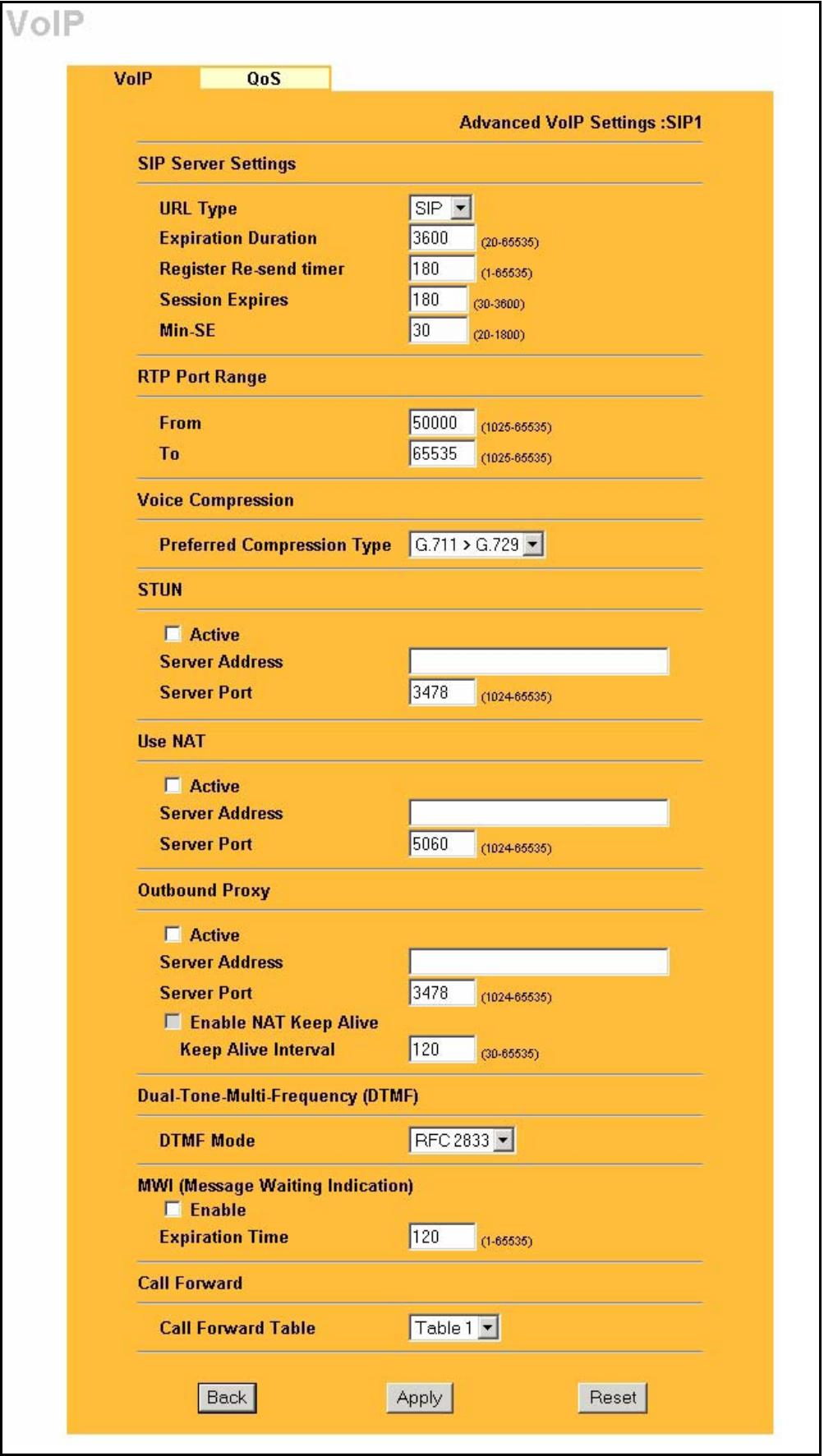 ZYXEL PRESTIGE 2002 - Advanced VoIP Settings Configuration - 1