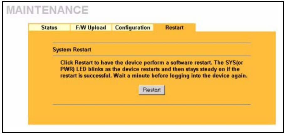 ZYXEL PRESTIGE 2002 - Restart Screen - 1