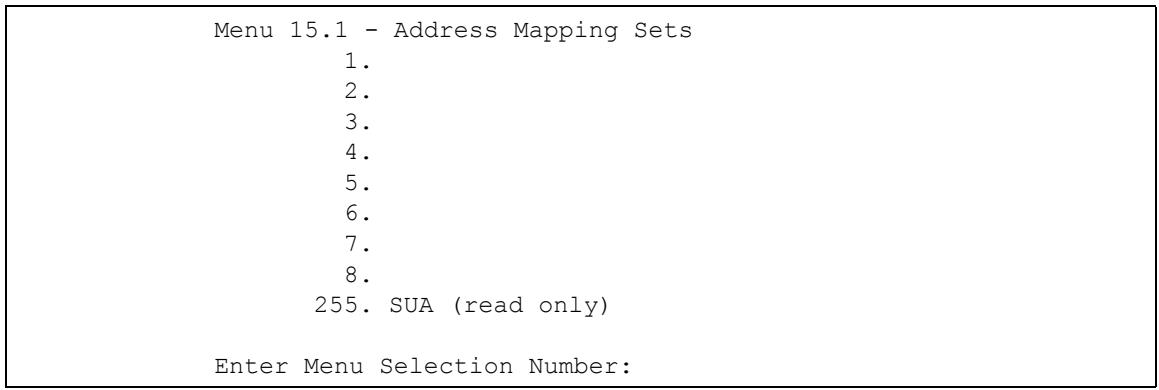 ZYXEL PRESTIGE 2602R - Address Mapping Sets - 1
