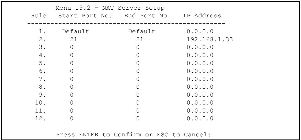 ZYXEL PRESTIGE 2602R - Configuring a Server behind NAT - 2