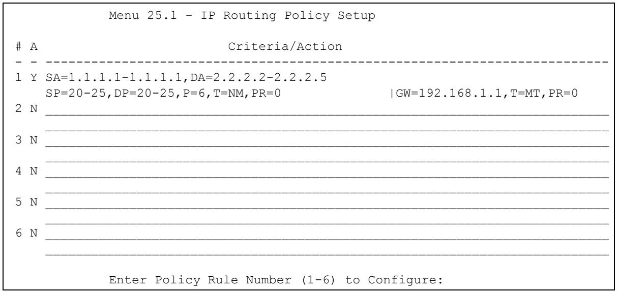 ZYXEL PRESTIGE 2602R - IP Routing Policy Setup - 2