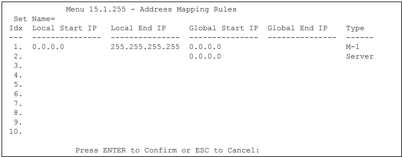 ZYXEL PRESTIGE 2602R - Address Mapping Sets - 2