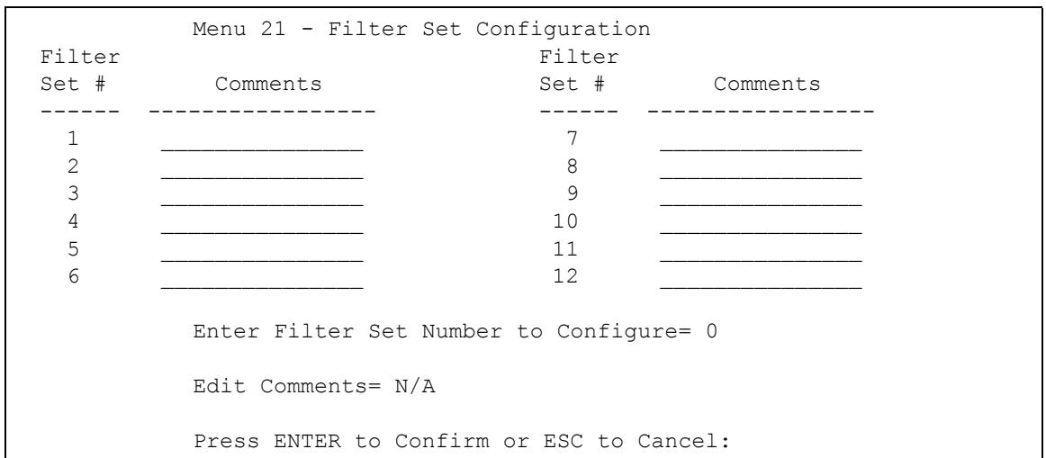 ZYXEL PRESTIGE 2602R - Configuring a Filter Set for the Prestige - 1