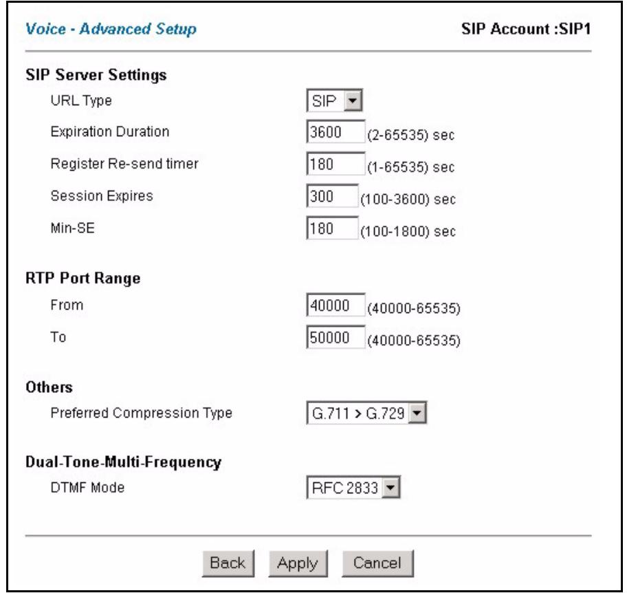 ZYXEL PRESTIGE 2602R - Advanced Voice Settings Configuration - 1