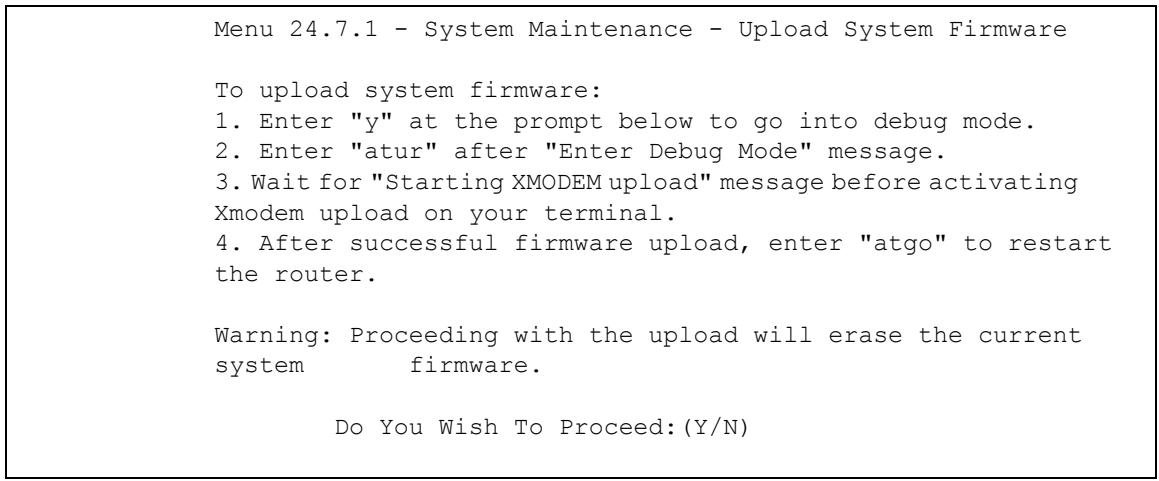 ZYXEL PRESTIGE 2602R - Uploading Firmware File Via Console Port - 1