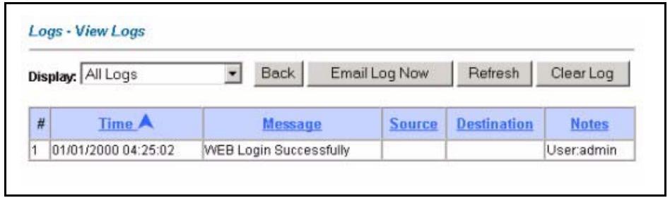 ZYXEL PRESTIGE 2602R - Displaying the Logs - 1