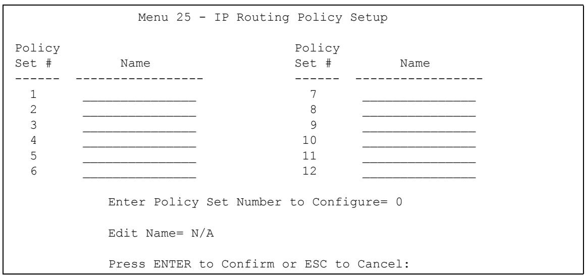 ZYXEL PRESTIGE 2602R - IP Routing Policy Setup - 1
