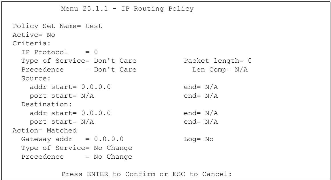 ZYXEL PRESTIGE 2602R - IP Routing Policy Setup - 3