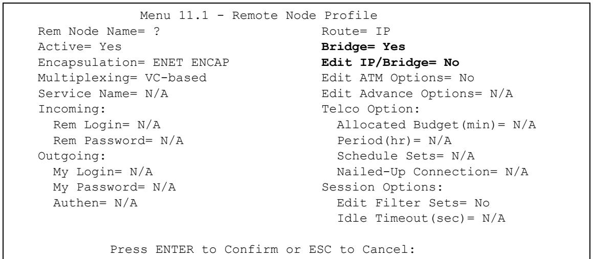 ZYXEL PRESTIGE 2602R - Remote Node Bridging Setup - 1