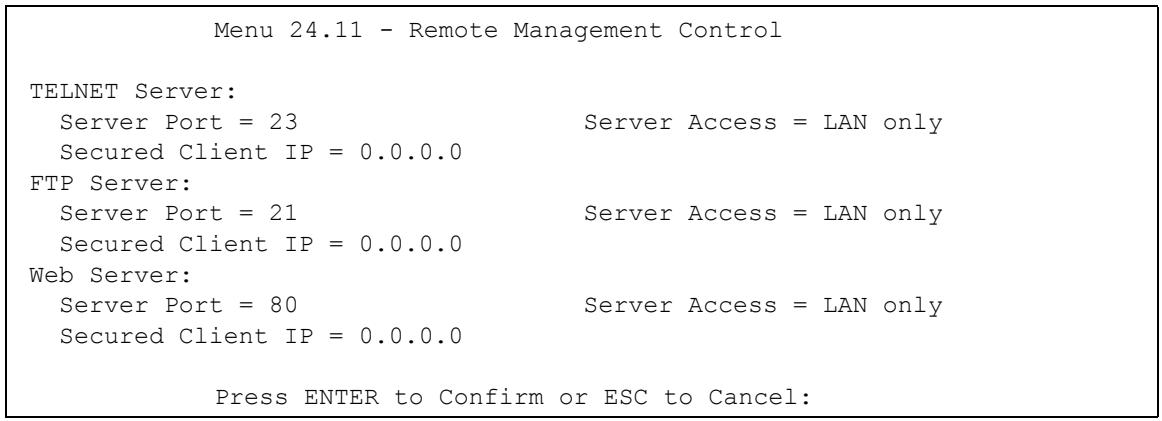 ZYXEL PRESTIGE 2602R - Remote Management Setup - 1