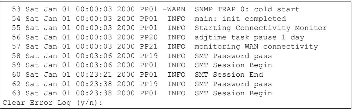 ZYXEL PRESTIGE 2602R - Viewing Error Log - 1
