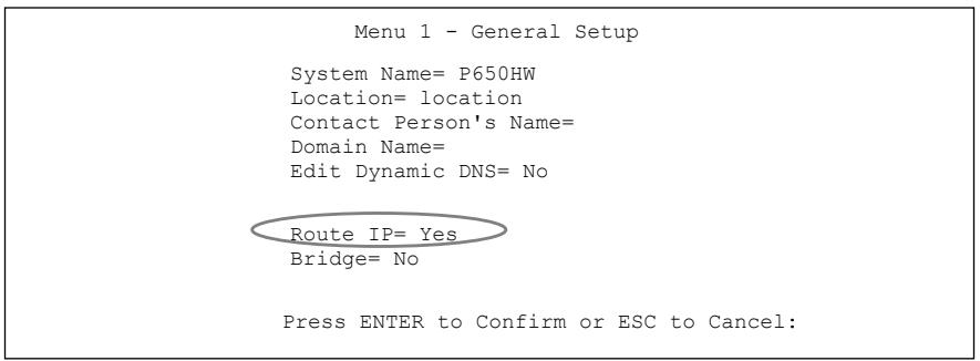 ZYXEL PRESTIGE 791R - Route IP Setup - 1