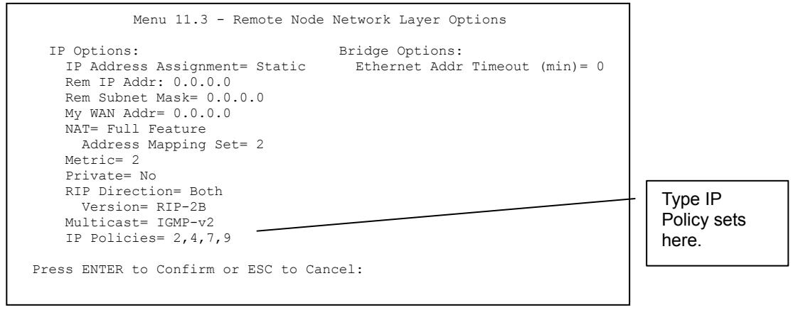 ZYXEL PRESTIGE 791R - Ethernet IP Policies - 2