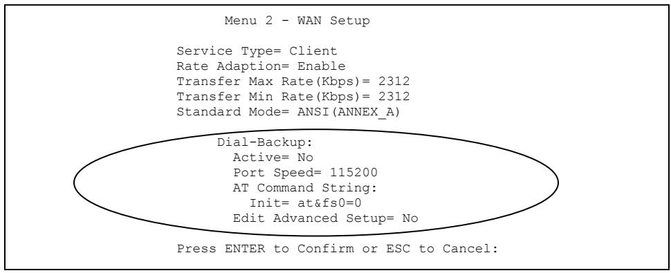 ZYXEL PRESTIGE 791R - Configuring Dial Backup in Menu 2 - 1