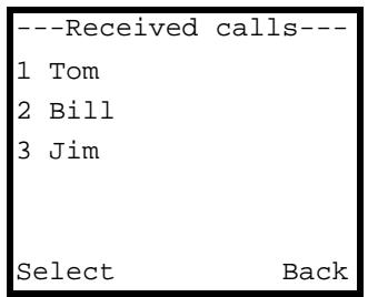 ZYXEL V-630 - Received Calls - 1