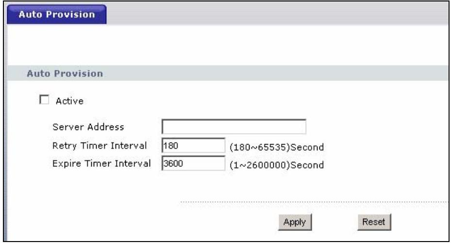 ZYXEL V-630 - Auto Provision Screen - 1