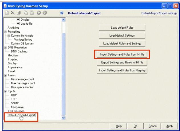 ZYXEL VANTAGE 2.0. - Configuration kiwi-syslog - 2