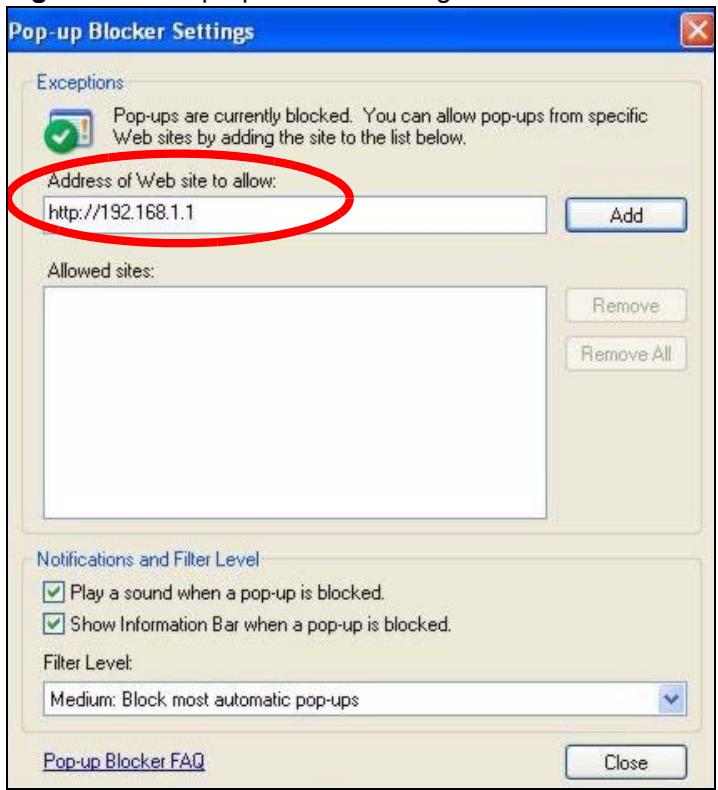 ZYXEL XGS-4528F - Enable pop-up Blockers with Exceptions - 2