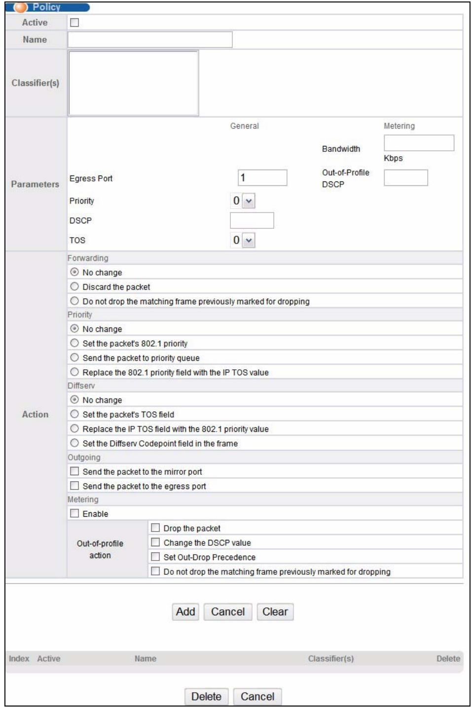 ZYXEL XGS-4528F - Configuring Policy Rules - 1