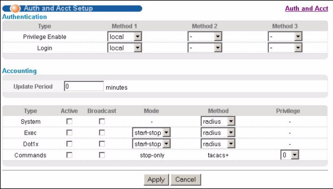 ZYXEL XGS-4528F - Authentication and Accounting Setup - 1