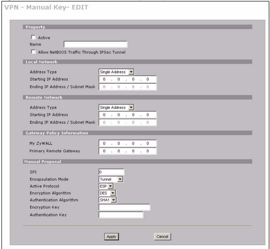 ZYXEL ZYWALL 2 WG - VPN Rules (Manual): Edit - 1