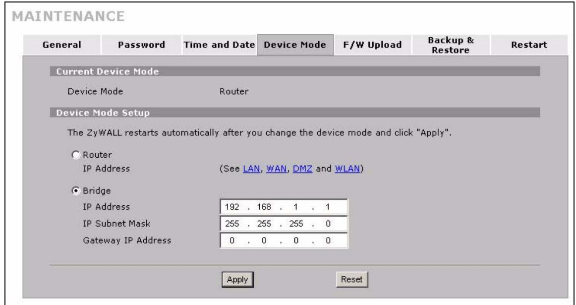 ZYXEL ZYWALL 2 WG - Configuring Device Mode (Router) - 1
