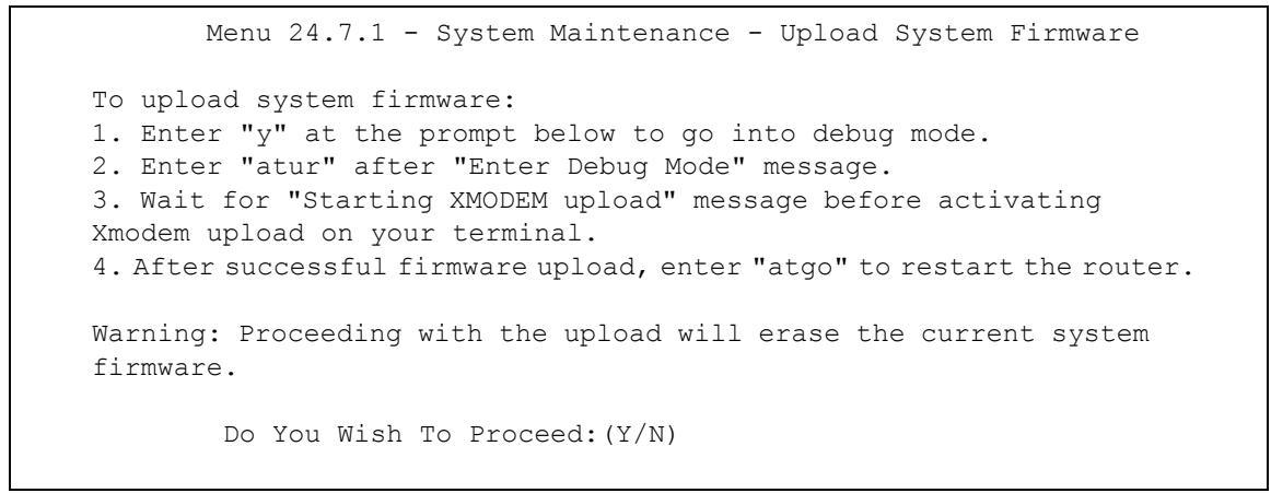 ZYXEL ZYWALL 2 WG - Uploading Firmware File Via Console Port - 1