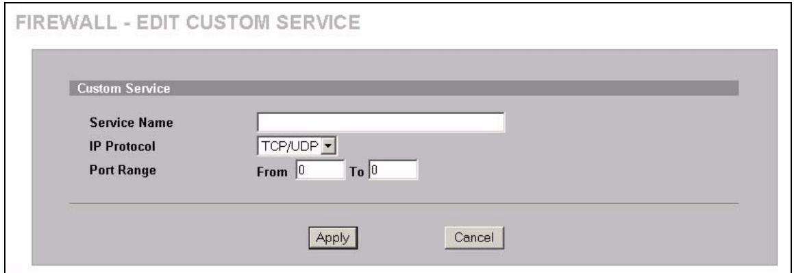 ZYXEL ZYWALL 2 WG - Firewall Edit Custom Service - 1