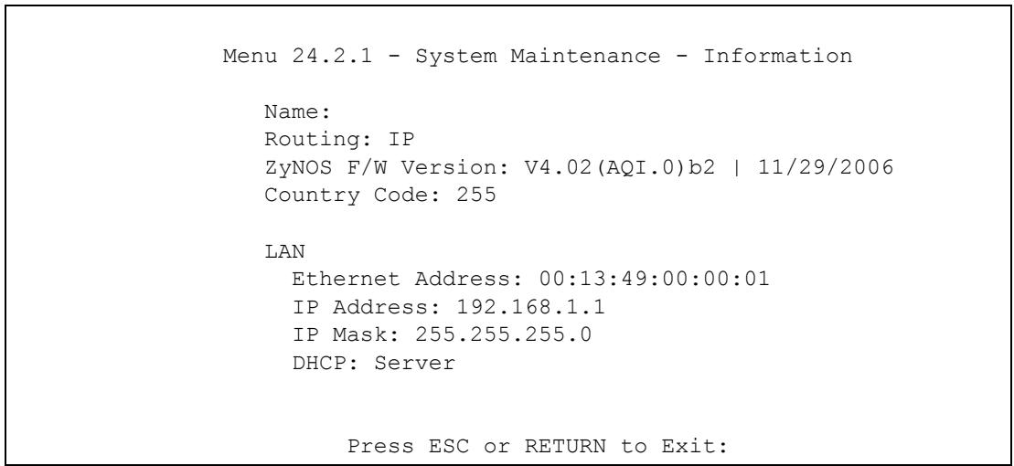 ZYXEL ZYWALL 2 WG - System Information - 1