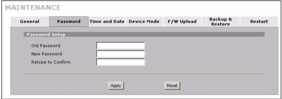 ZYXEL ZYWALL 2 WG - Configuring Password - 1
