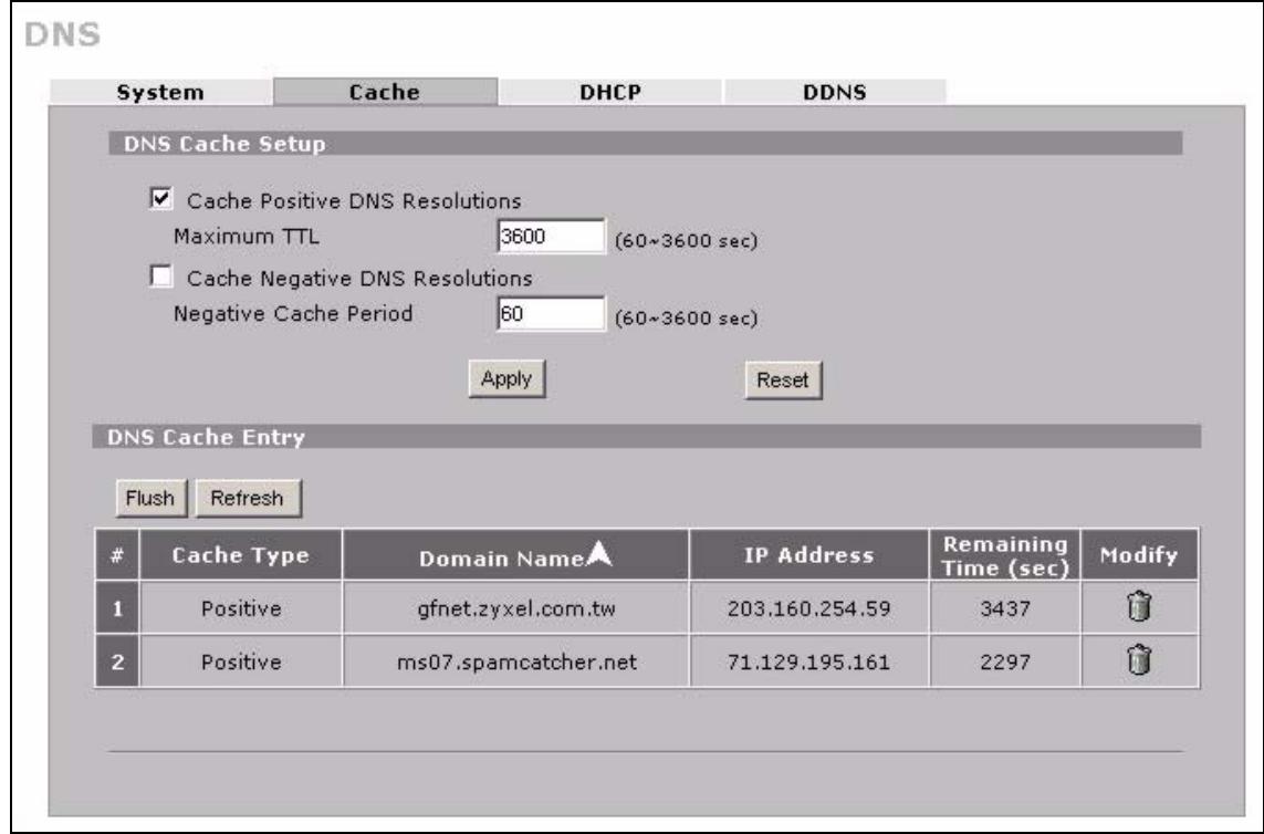 ZYXEL ZYWALL 2 WG - Configure DNS Cache - 1