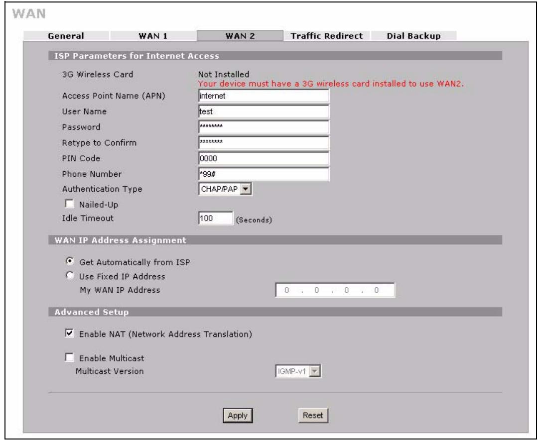ZYXEL ZYWALL 2 WG - Configuring 3G WAN Settings - 1