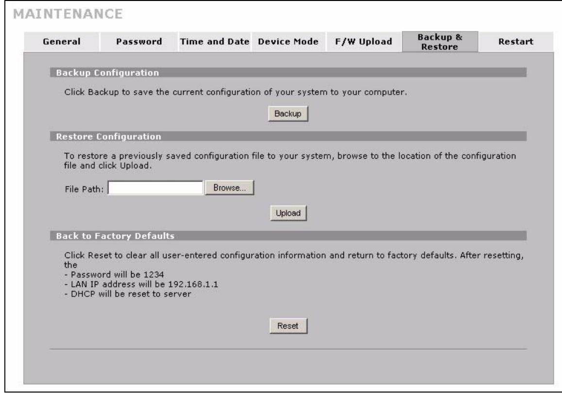 ZYXEL ZYWALL 2 WG - Backup and Restore - 1