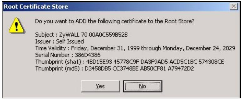 ZYXEL ZYWALL 2 WG - Importing the ZyWALL's Certificate into Internet Explorer - 6
