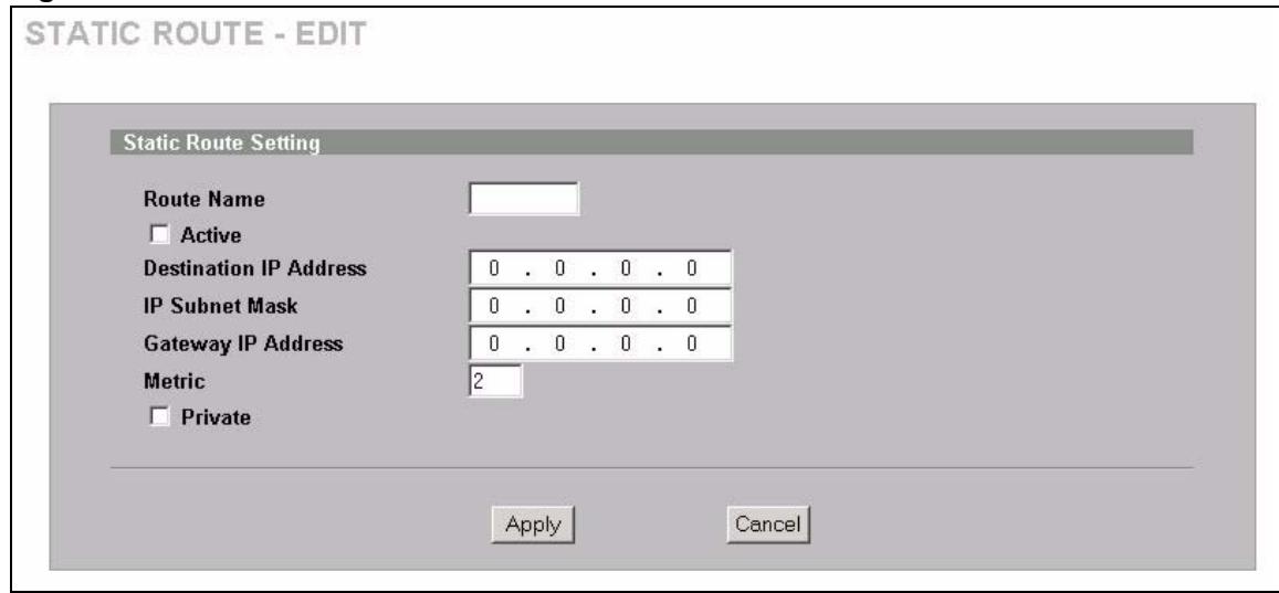 ZYXEL ZYWALL 2 WG - IP Static Route Edit - 1