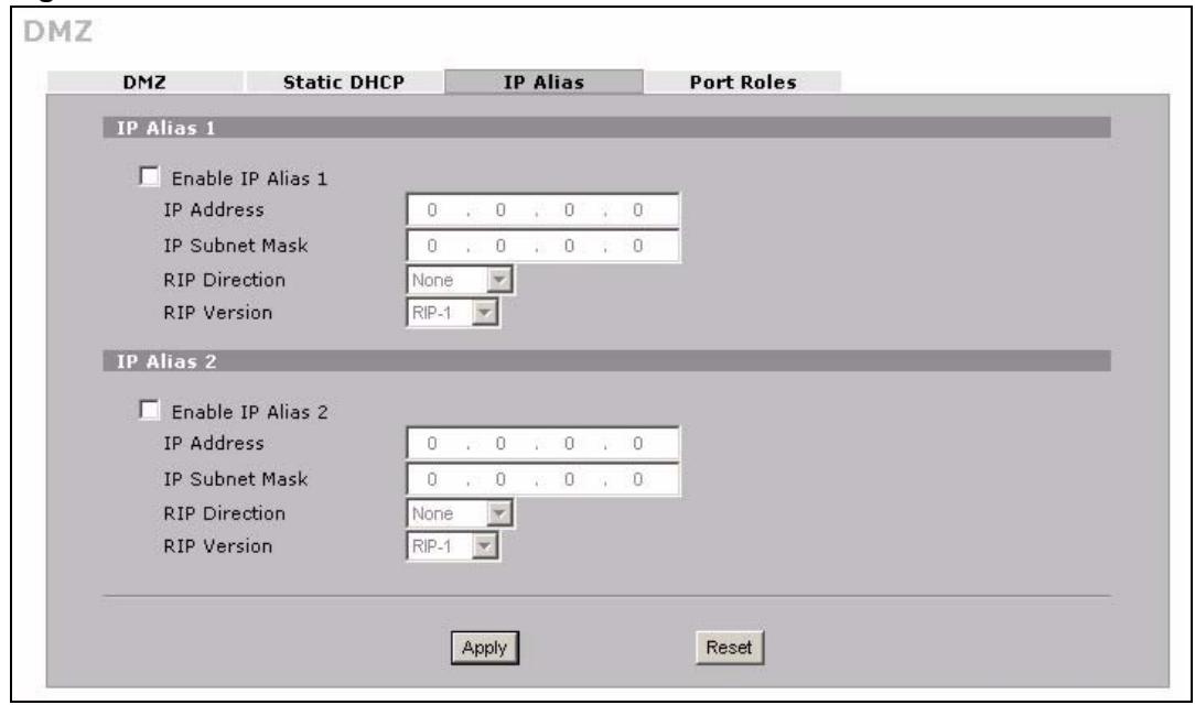 ZYXEL ZYWALL 2 WG - DMZ IP Alias - 2