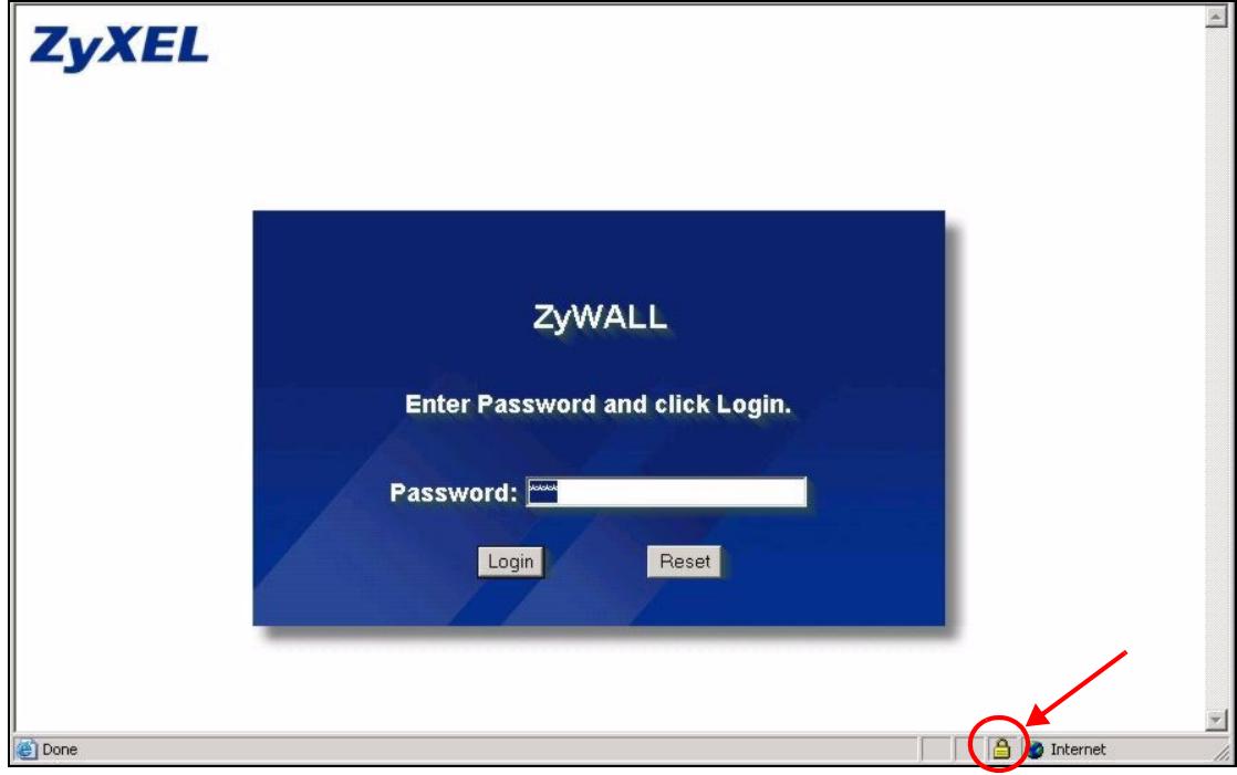 ZYXEL ZYWALL 2 WG - Login Screen - 1