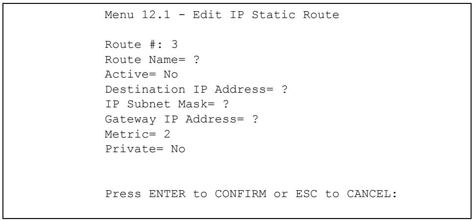 ZYXEL ZYWALL 2 WG - IP Static Route Setup - 4