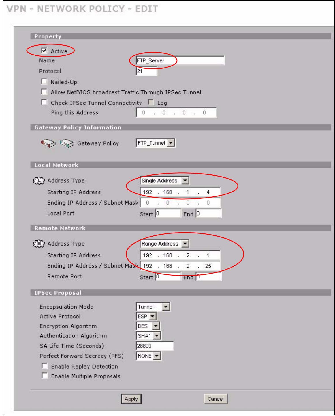 ZYXEL ZYWALL 2 WG - Configuring the VPN Rule - 4