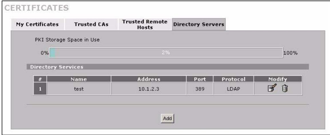 ZYXEL ZYWALL 2 WG - Directory Servers - 1