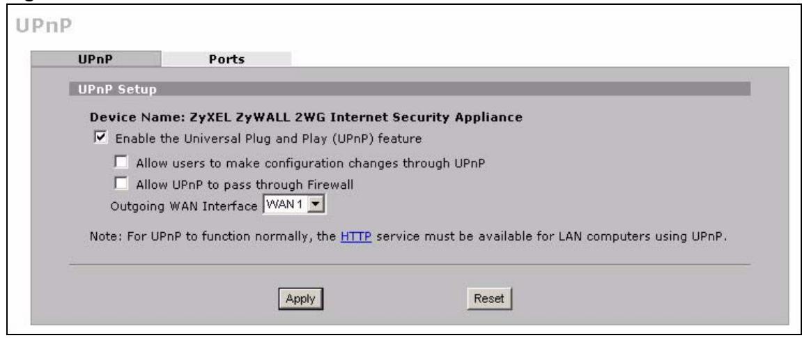 ZYXEL ZYWALL 2 WG - Configuring UPnP - 1